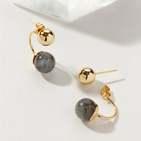 Luna Norte Jewelry - {{Luna Norte}} Green Light Front Back Post Labradorite Earring